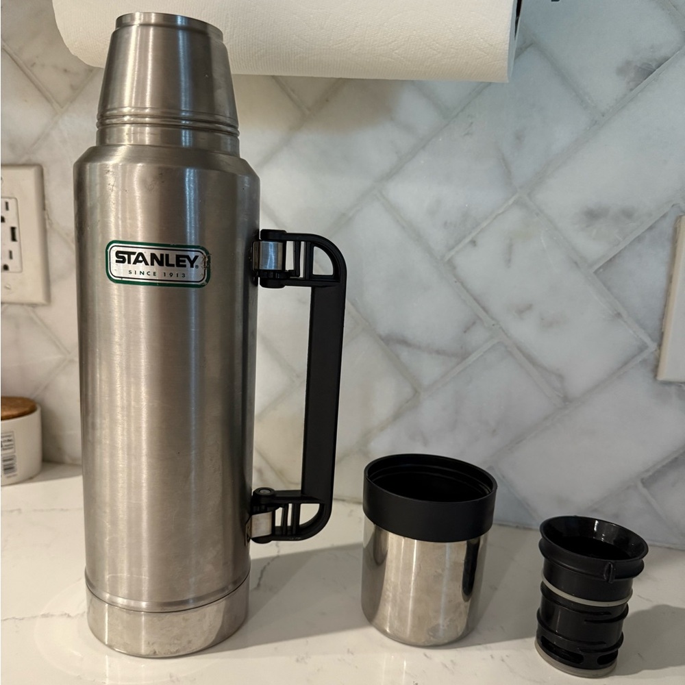 Stanley Stainless Steel Thermos with Black Handle